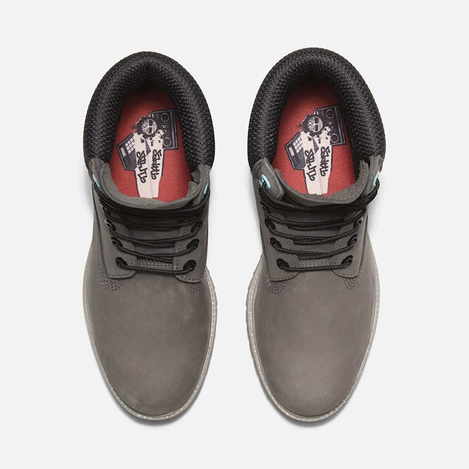 Timberland 6 inch boots grey top