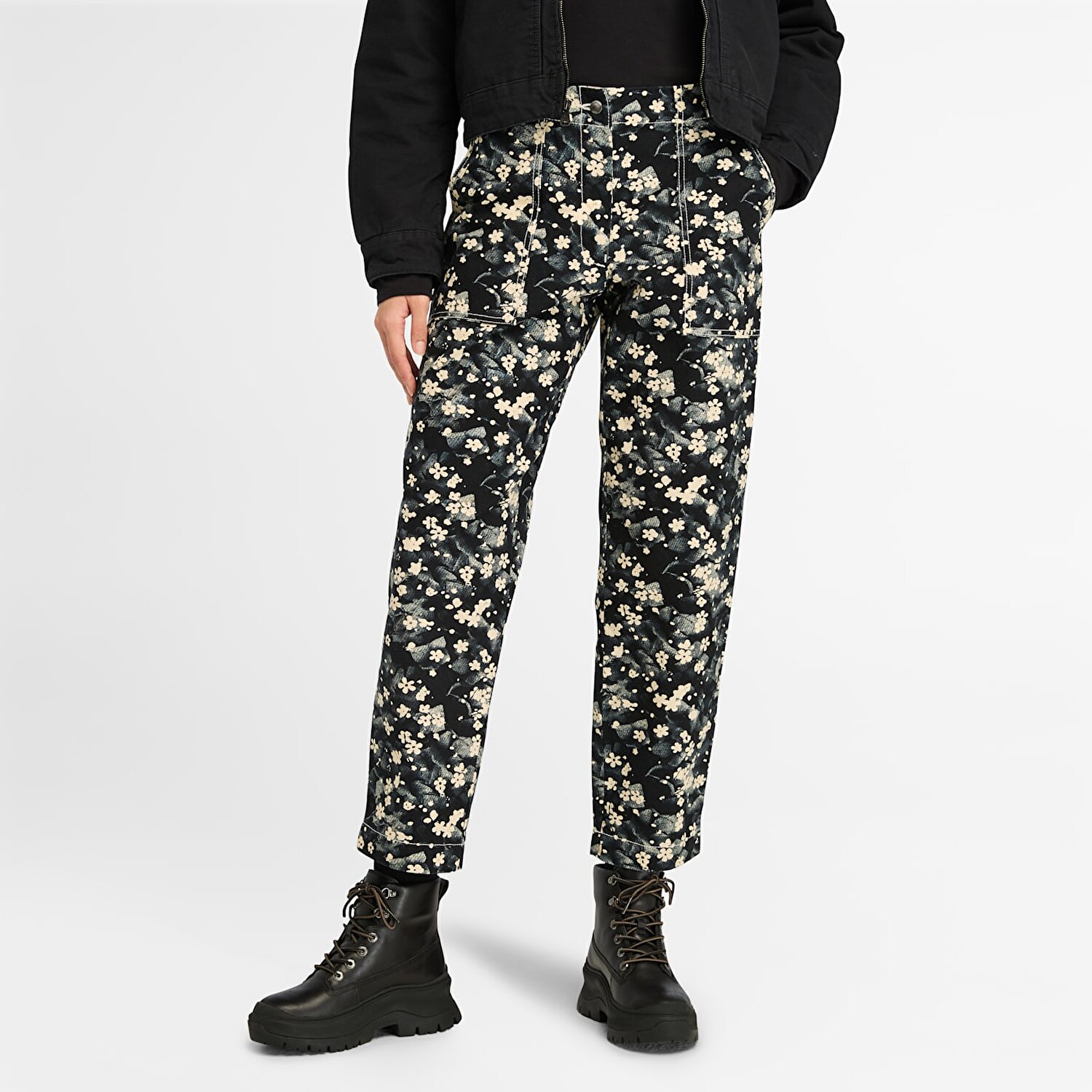 Kad n Bask l Siyah Pantolon Floral Angora Print Timberland