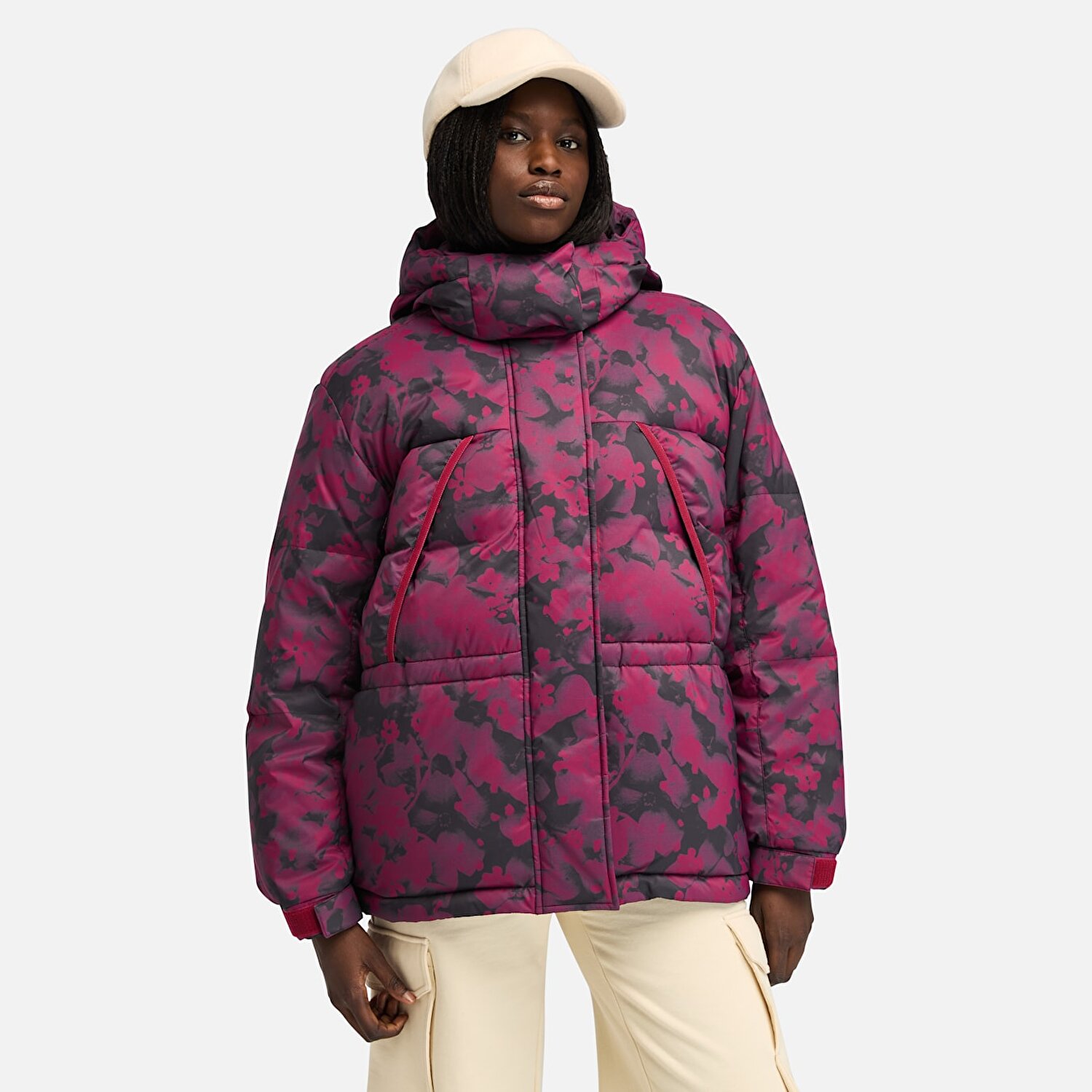 Kad n Howker Pembe Kaz Tuyu Mont Floral Red Beet Print Timberland