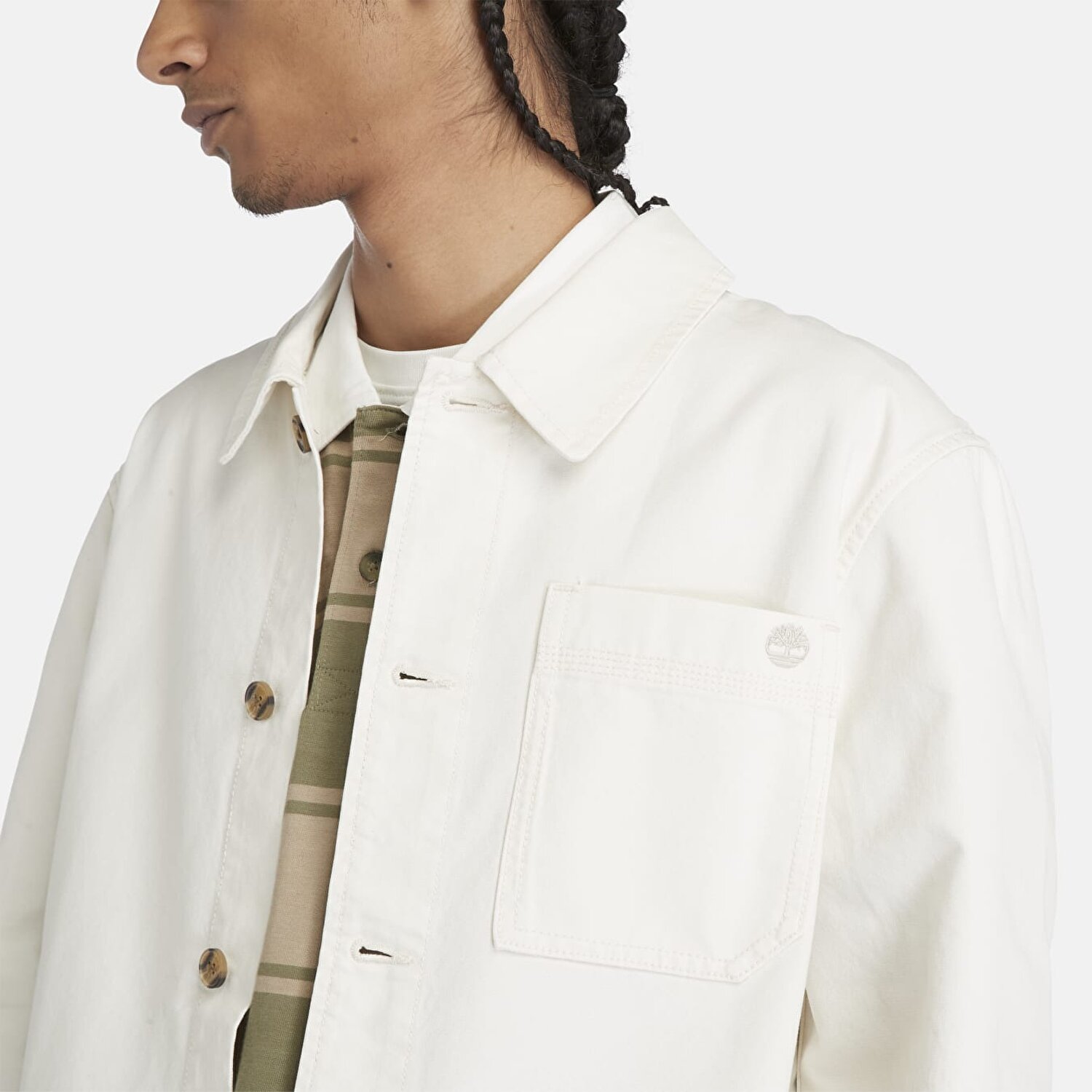 Erkek Kempshire Yıkanmış Canvas Chore Beyaz Ceket - Vintage White