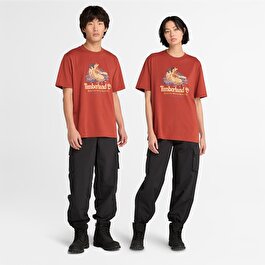 All Gender Kırmızı Önünde Bot Grafik Baskılı Tişört