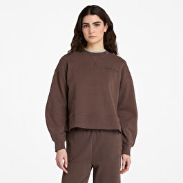 Kadın Kahverengi Lush Comfort Bisiklet Yaka Sweatshirt