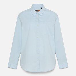 Kadın Poplin Uzun Kollu Açık Mavi Gömlek