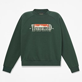 Kadın Koyu Yeşil Grafik Baskılı Şardonlu Bisiklet Yaka Sweatshirt