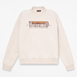 Kadın Açık Bej Grafik Baskılı Şardonlu Bisiklet Yaka Sweatshirt
