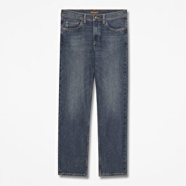 Erkek Koyu Mavi Düz Kesim Denim Pantolon