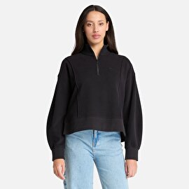 Kadın Siyah Lush Çeyrek Fermuarlı Sweatshirt