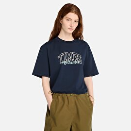 Kadın Koyu Mavi Timberland® Varsity Grafik Baskılı Kısa Kollu Tişört