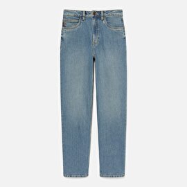 Kadın Düz Kesim Açık Mavi Denim Pantolon