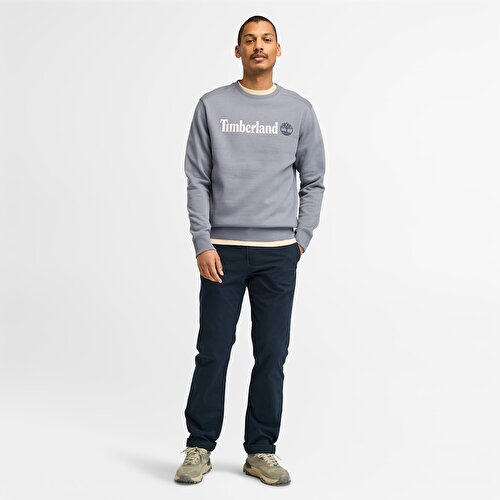 Erkek Kennebec River Bisiklet Yaka Logolu Mavi Sweatshirt