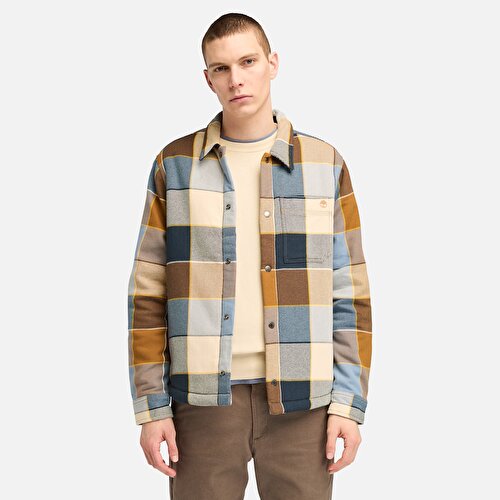 Erkek Polar Astarlı Sarı ve Mavi Ekose Overshirt