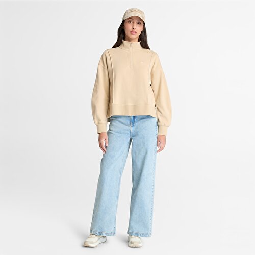 Kadın Bej Lush Çeyrek Fermuarlı Sweatshirt