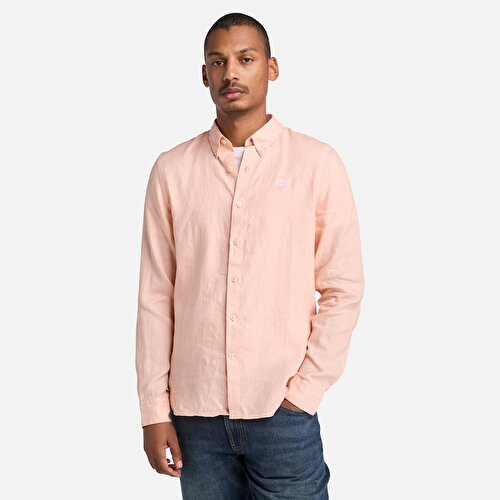 Erkek Açık Pembe Mill Brook Keten Gömlek