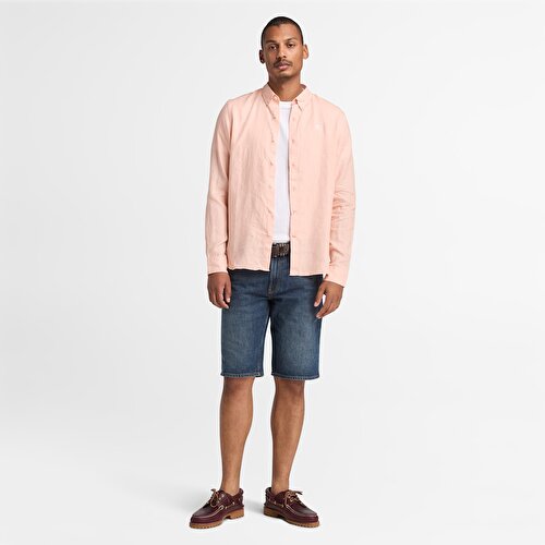 Erkek Açık Pembe Mill Brook Keten Gömlek