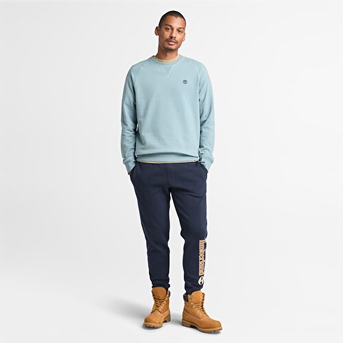 Erkek Mavi Exeter River Loopback Bisiklet Yaka Sweatshirt