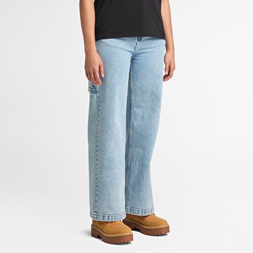 Kadın Açık Mavi Denim Carpenter Pantolon