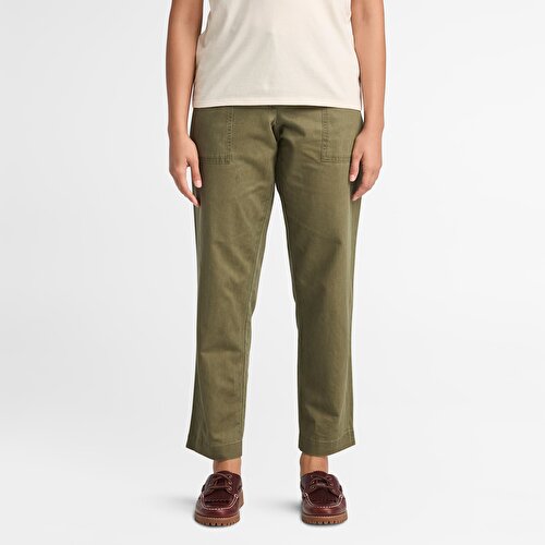 Kadın Yeşil Keten Utility Fatigue Pantolon