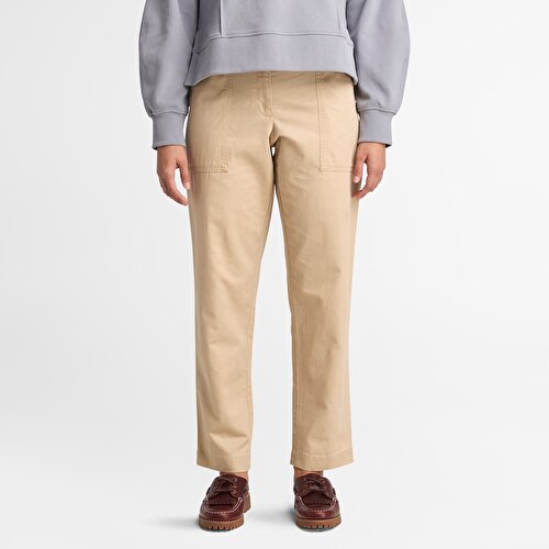 Kadın Bej Keten Utility Fatigue Pantolon