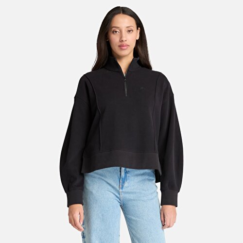 Kadın Siyah Lush Çeyrek Fermuarlı Sweatshirt