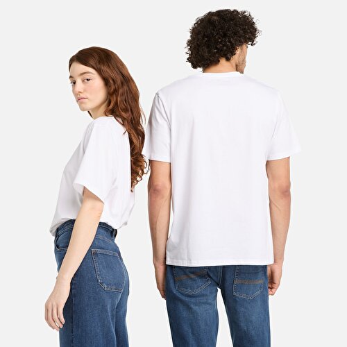 Erkek Beyaz Print Stack Logo Tişört