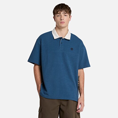 Erkek Koyu Mavi Dokulu Polo Gömlek