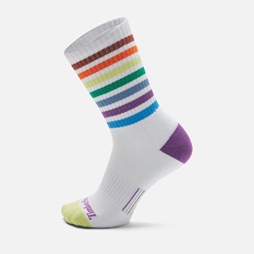 Multi Stripe Beyaz Soket Çorap