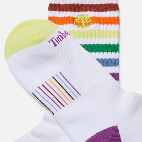 Multi Stripe Beyaz Soket Çorap
