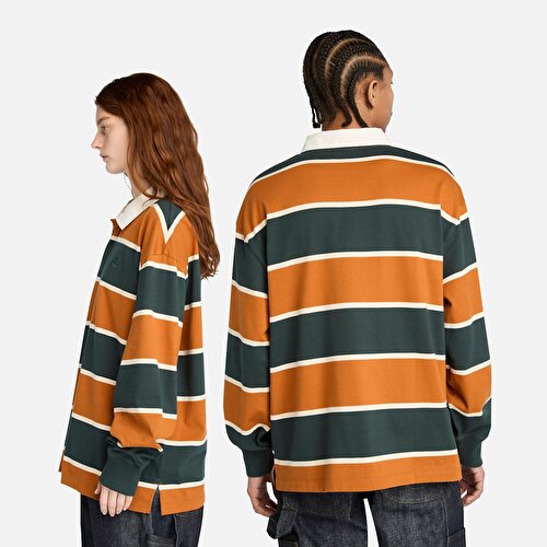 Unisex Kahverengi/Koyu Yeşil Rugby Polo Yaka Tişört