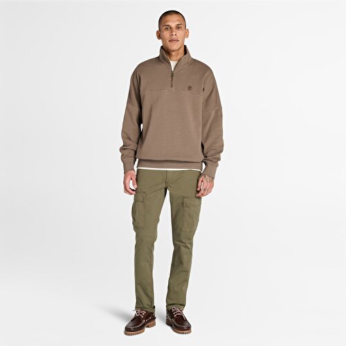 Erkek Kahverengi Çeyrek Fermuarlı Sweatshirt