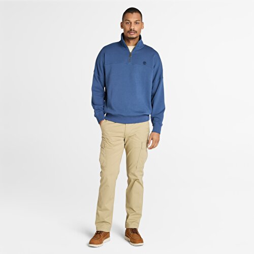 Erkek Koyu Mavi Çeyrek Fermuarlı Sweatshirt