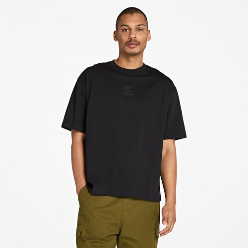 Erkek Siyah Hampton Tonal Dikey Logolu Tişört