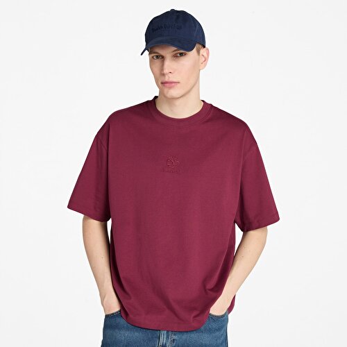 Erkek Bordo Hampton Tonal Dikey Logolu Tişört