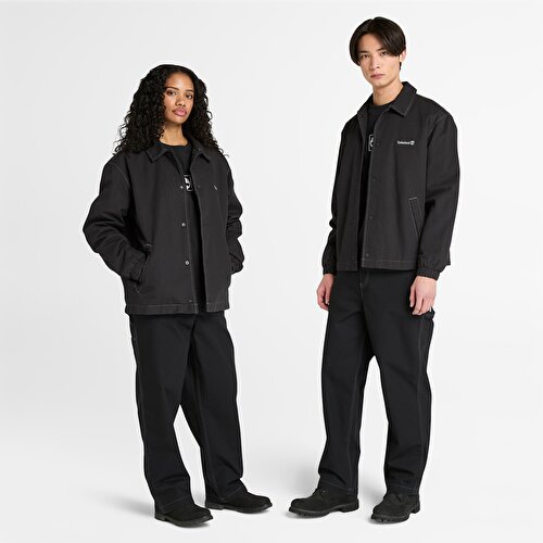 Unisex Siyah Yıkanmış Duck Kanvas Yalıtımlı Ceket