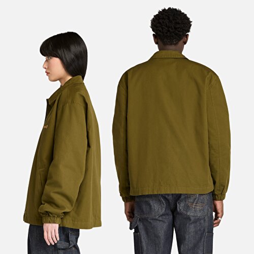 Unisex Koyu Yeşil Yıkanmış Duck Kanvas Yalıtımlı Ceket