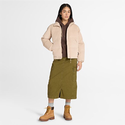 Kadın Bej Welch Mountain Su Geçirmez Fitilli Kadife Şişme Mont