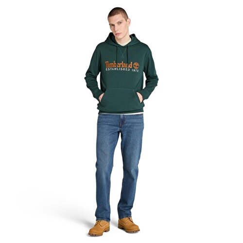 Erkek Koyu Yeşil ESTABLISHED 1973 Logo İşlemeli Kapüşonlu