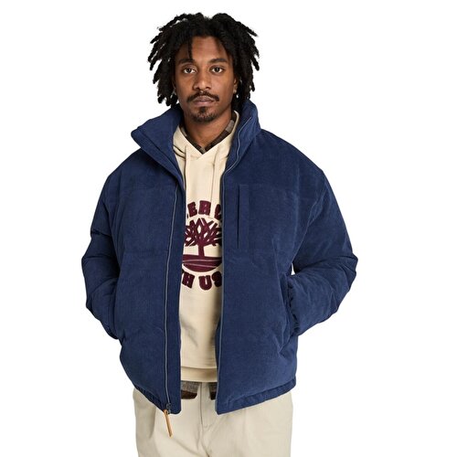 Erkek Koyu Mavi GOOSE EYE Su Geçirmez Kuş Tüyü Kadife Mont