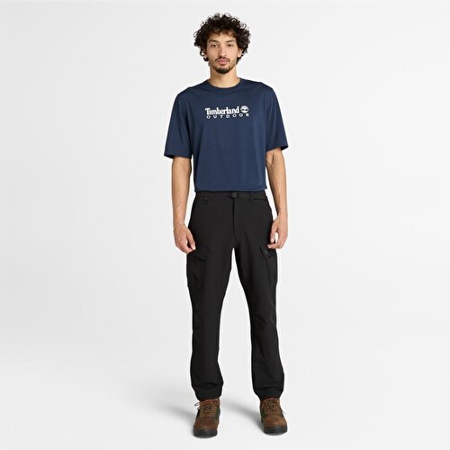 Erkek Koyu Mavi UV-PROTECTION Logolu Kısa Kollu Tişört