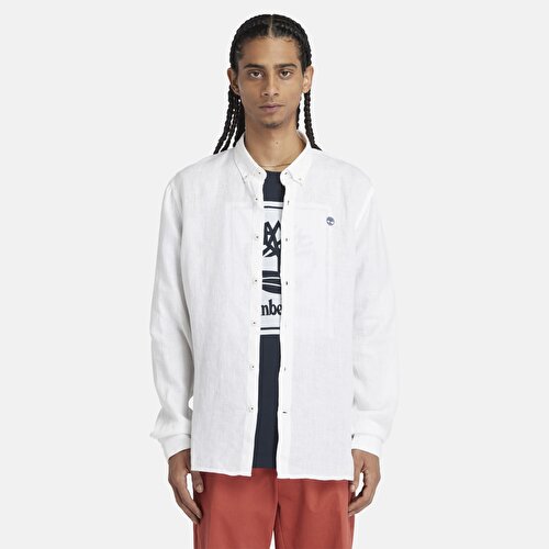 Erkek Mill River Dar Kesim Beyaz Keten Gömlek