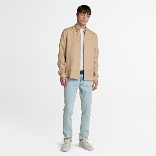 Erkek Bej Mill Brook Keten Gömlek