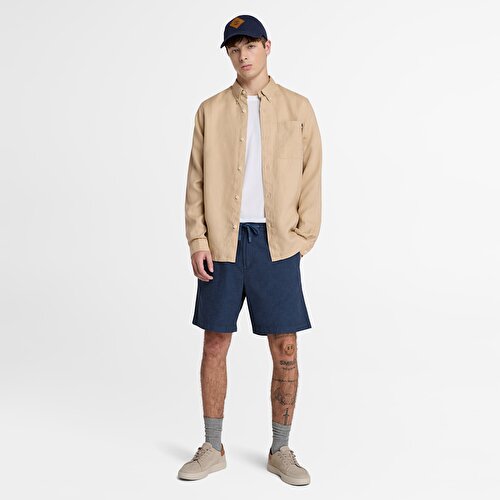 Erkek Koyu Mavi Pamuklu Keten Şort