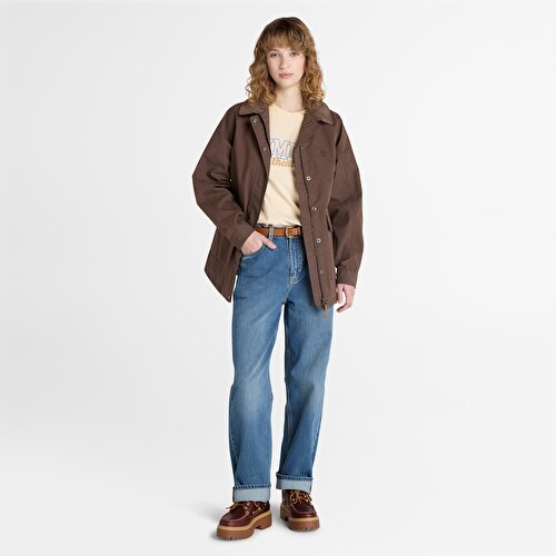 Kadın Bej Timberland® Varsity Grafik Baskılı Kısa Kollu Tişört