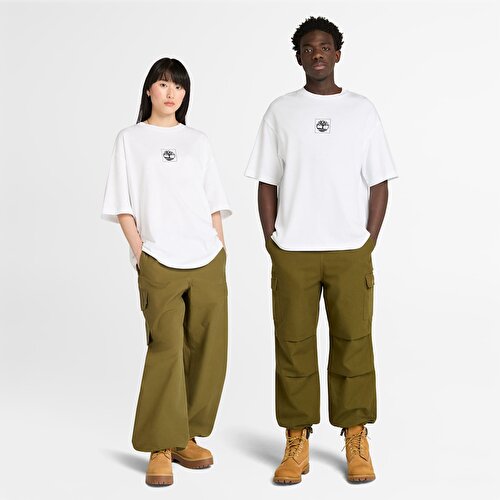 Unisex Beyaz Building Blocks Kısa Kollu Grafik Baskılı Tişört