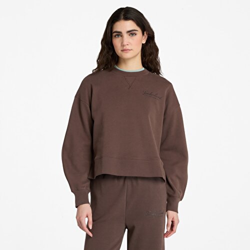 Kadın Kahverengi Lush Comfort Bisiklet Yaka Sweatshirt