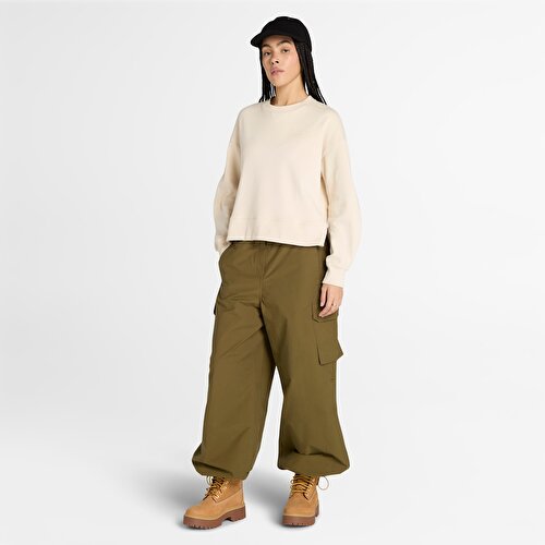 Kadın Bej Lush Comfort Bisiklet Yaka Sweatshirt