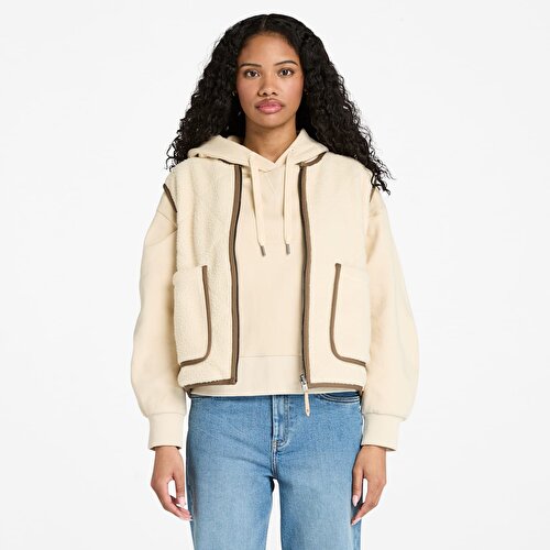 Kadın Bej Uzun Tüylü Polar Yelek