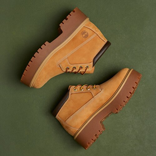 Kadın Sarı Stone Street Yarım Boğazlı ve Bağcıklı Su Geçirmez Bot