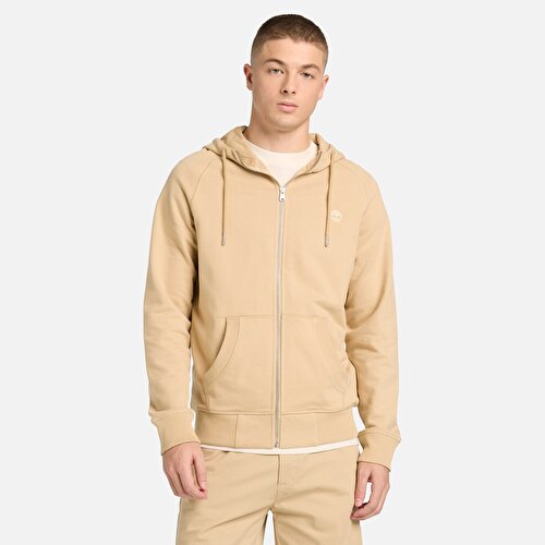 Erkek Exeter River Bej Tam Fermuarlı Kapüşonlu