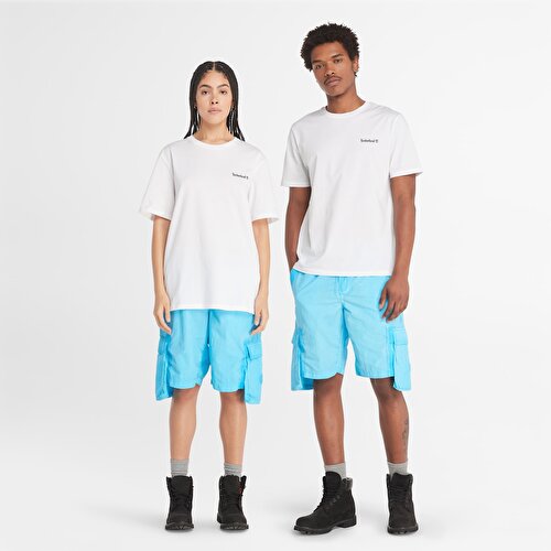 Unisex Beyaz "Small Liner" Grafik Baskılı Tişört