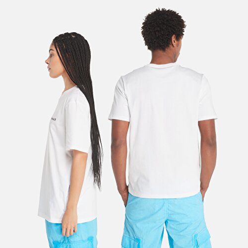 Unisex Beyaz "Small Liner" Grafik Baskılı Tişört